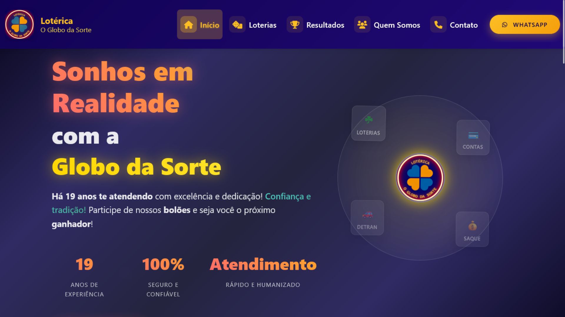 Preview do site Globo da Sorte